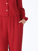 High Elastic Waist Pearl Hem Pants (pre-order)