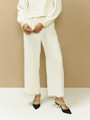 High Elastic Waist Pearl Hem Pants (pre-order)