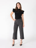 Cutout Pattern Wide Cropped Pants (pre-order)