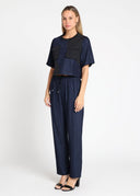 Wide leg draw code elastic waist pant
