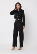 Elastic Back Straight Fit Pants