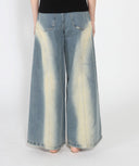 Contrast Color Wide Leg Denim Pant