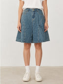 Front button & Zip Closure Jorts Denim Pants