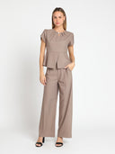 Wide Leg Pants With Front Pleats
