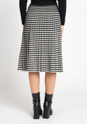 Square Printed A-Line Flare Midi Knit Skirt