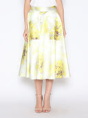 Floral Print Satin A-Line Skirt