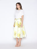 Floral Print Satin A-Line Skirt