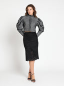 Midi Length Bottom Lace Detail Skirt