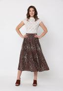 Floral Embroidery Pleated A-Line Skirt