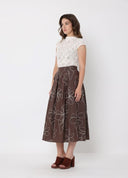 Floral Embroidery Pleated A-Line Skirt