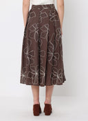 Floral Embroidery Pleated A-Line Skirt