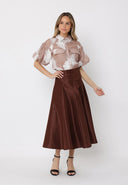 Pleats Detail A-Line Midi Length Skirt