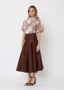 Pleats Detail A-Line Midi Length Skirt