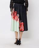 Floral Print Pleated A-line Skirt