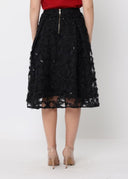 3D Floral Applique Mesh A-Line Skirt
