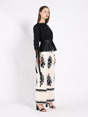 Blouse with Leather Cuffs And Peplum Bottom (PRE ORDER)