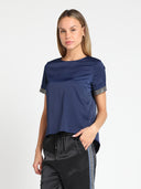 Rhinestone Trim Satin Top