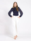 Front Line Texture Chiffon Sleeve Top