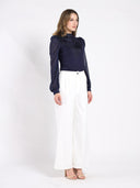 Front Line Texture Chiffon Sleeve Top
