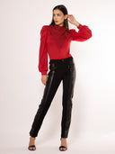 Front Line Texture Chiffon Sleeve Top