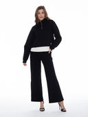 Fabric Layered Scuba Top with High Neck