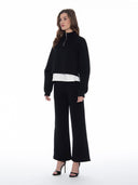Fabric Layered Scuba Top with High Neck