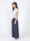 Pearl Beaded Round Neck Side Twist Knot Top