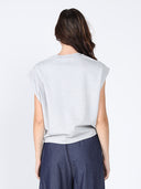 Pearl Beaded Round Neck Side Twist Knot Top