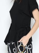 Double Bow Detailed Crew Neck T-Shirt