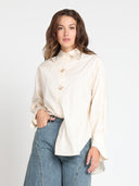 Front Button Open Long Sleeve Shirt Top