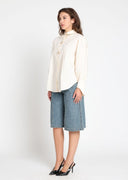 Front Button Open Long Sleeve Shirt Top