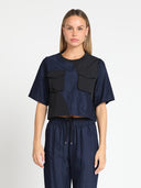 Front Pockets Short Sleeve Crop Top