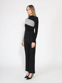 Contrast Color High Neck Long Sleeve Top