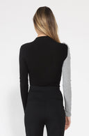 Contrast Color High Neck Long Sleeve Top