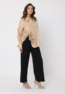SIde flower detail button down long sleeve top