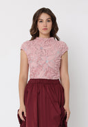 Flower Lace Detail Cap Sleeve Top