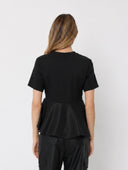Crew Neck Bow Detail Solid Top