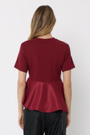 Crew Neck Bow Detail Solid Top