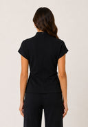 V-Neck Peplum Top W/ Long Draped Sash