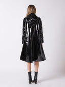 A-Line Button-Down Vinyl Jacket with Hood JACKET Gracia Fashion 