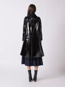 A-Line Button-Down Vinyl Jacket with Hood JACKET Gracia Fashion 
