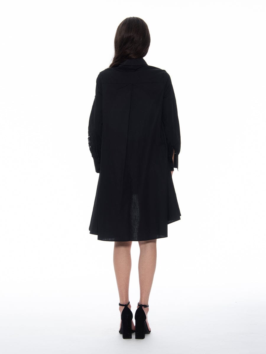 A-Line Long Embroidered Trim Shirt DRESS Gracia Fashion 