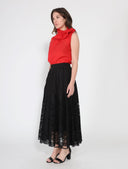 A-line pleated detail bottom lace skirt SKIRT Gracia Fashion 