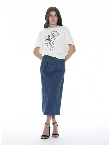Abstract Face Embroidered Puff Sleeve Top TOP Gracia Fashion WHITE S 