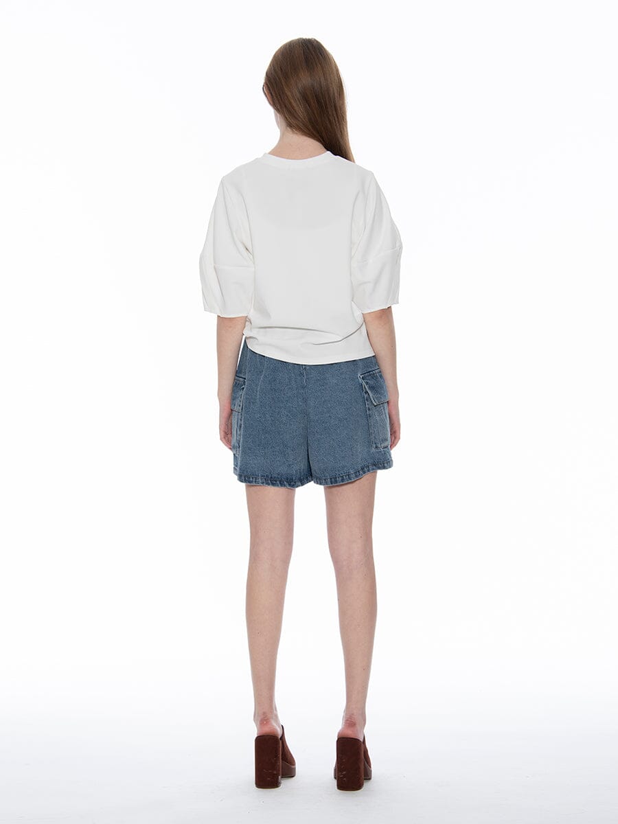 Abstract Face Embroidered Puff Sleeve Top TOP Gracia Fashion 