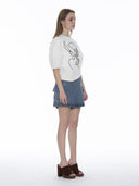 Abstract Face Embroidered Puff Sleeve Top TOP Gracia Fashion 