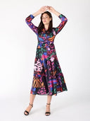 Abstract Print Full Sleeve Long Dress DRESS Gracia Fashion 