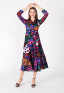Abstract Print Full Sleeve Long Dress DRESS Gracia Fashion 