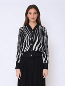 Abstract Printed Cardigan Top TOP Gracia Fashion BLACK S 