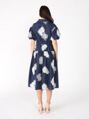 Allover Embroidered V-Neck Belt Dress DRESS Gracia Fashion 